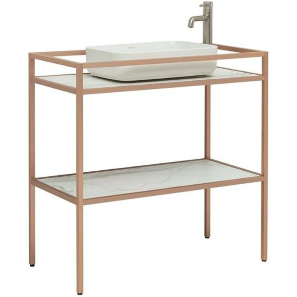 Консоль с раковиной Allen Brau Liberty 90 напольная, медь браш, столешница мрамор