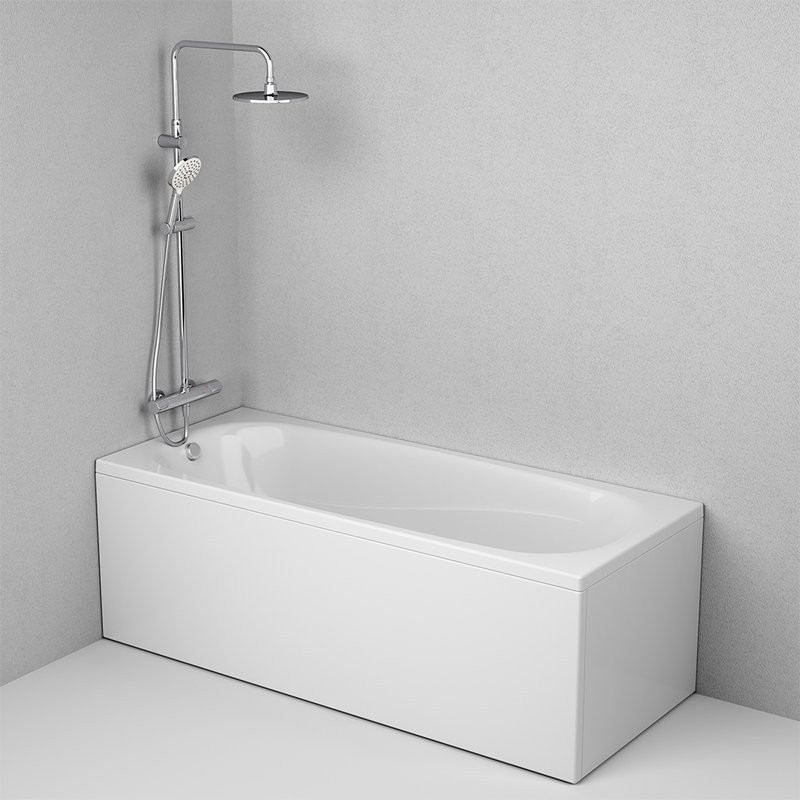 Акриловая ванна AM.PM Tender Oval 170x70 см, пристенная, белая, с каркасом