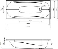 Акриловая ванна AM.PM Tender Oval 170x70 см, пристенная, белая, с каркасом