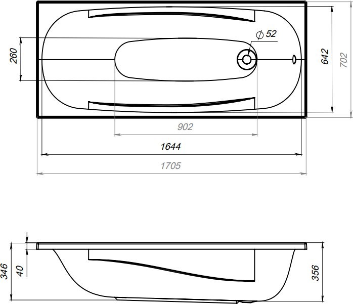 Акриловая ванна AM.PM Tender Oval 170x70 см, пристенная, белая, с каркасом