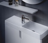 Мебельная раковина Belux Даллас 70 R накладная, глянцевая белая, прямоугольная, искусственный мрамор