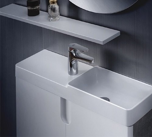 Мебельная раковина Belux Даллас 70 R накладная, глянцевая белая, прямоугольная, искусственный мрамор