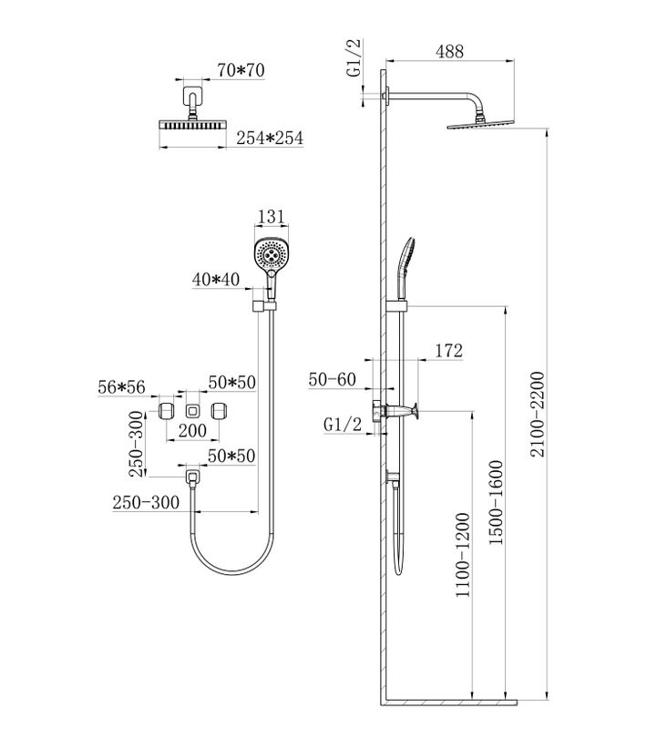 Душевой комплект Wonzon & Woghand Shakespeare WW-654701-DG темное золото