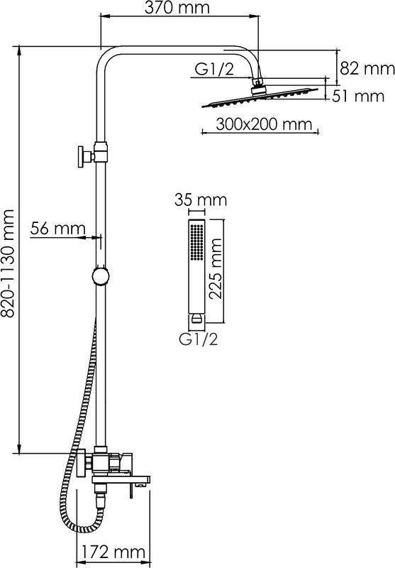 Душевая стойка Wasserkraft Aller A177.069.103.010.CH хром