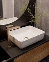 Смеситель для раковины высокий шлифованное золото, AQUAme Parma AQM6614BG