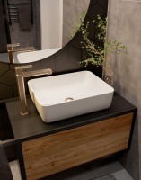 Смеситель для раковины высокий шлифованное золото, AQUAme Parma AQM6614BG