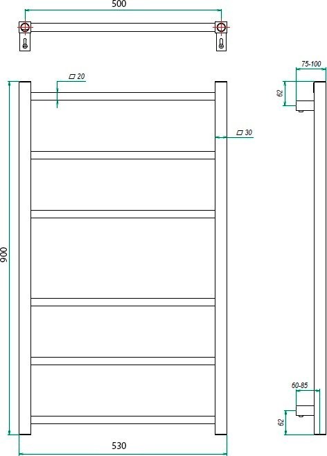 Полотенцесушитель водяной Grota Moda 53x90