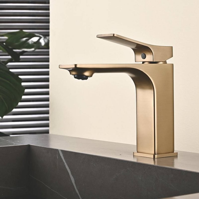 Смеситель для раковины Shevanik S6101G золотой сатин