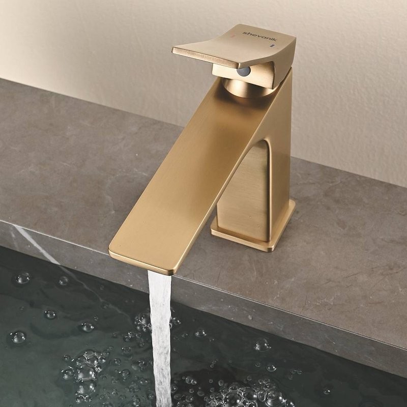 Смеситель для раковины Shevanik S6101G золотой сатин