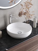 Накладная раковина Cezares 40 глянцевая белая, круглая, фаянс