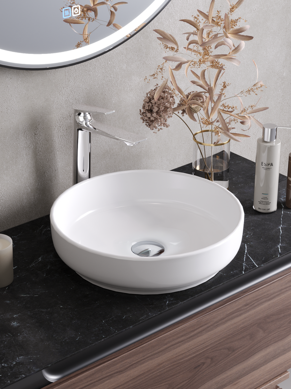 Накладная раковина Cezares 40 глянцевая белая, круглая, фаянс