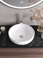 Накладная раковина Cezares 40 глянцевая белая, круглая, фаянс