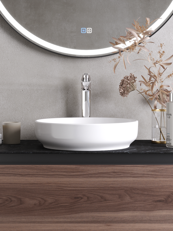 Накладная раковина Cezares 40 глянцевая белая, круглая, фаянс