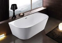 Акриловая ванна Art&Max AM-206-1800-800 180x80 см, пристенная, белая, овальная, с каркасом, со сливом-переливом