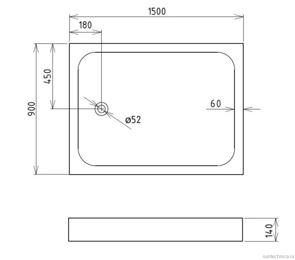 Душевой поддон Gemy ST16D 150*90