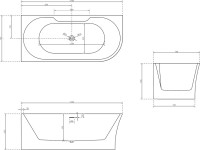 Акриловая ванна Abber AB9335-1.7 L 170x80 см, угловая, левая, пристенная, белая, асимметричная, с каркасом, со сливом-переливом