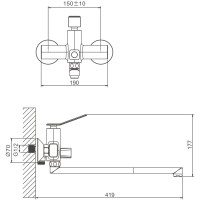 Смеситель с длинным изливом для ванны BELZ B618 B22618 хром