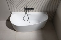 Акриловая ванна Allen Brau Priority 5 R 160x80 см, правая, пристенная, белая, асимметричная, на ножках, с экраном, со сливом-переливом