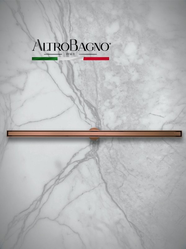 Душевой трап (лоток) AltroBagno Supremo AltroBagnoSupremo071236BC 80 см, решетка матовая медь, с сифоном, под плитку