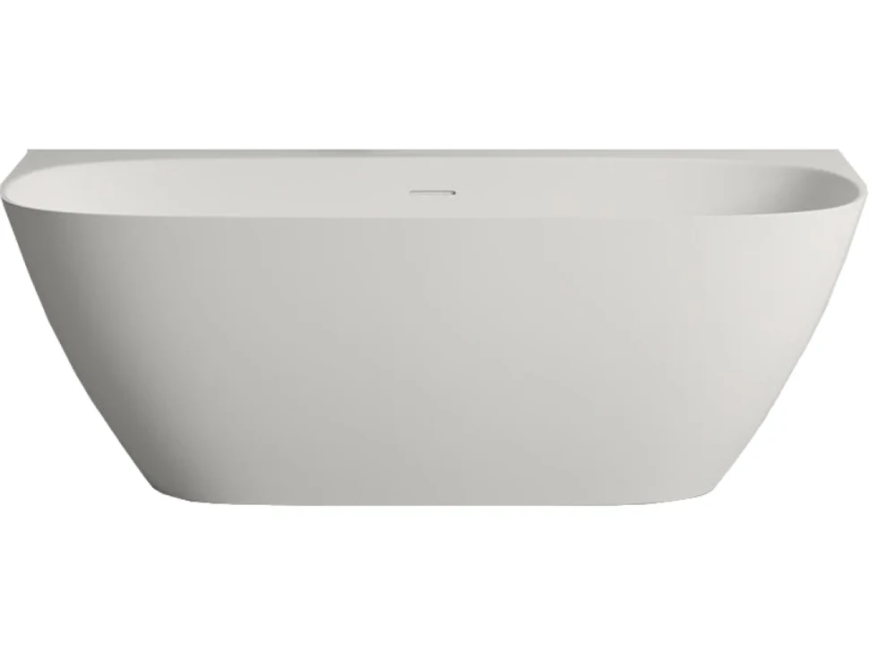 Ванна из искусственного камня Salini Sofia Wall S-Sense 180x85 см, пристенная, белая, со сливом-переливом, с донным клапаном