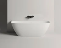Ванна из искусственного камня Salini Sofia Wall S-Sense 180x85 см, пристенная, белая, со сливом-переливом, с донным клапаном