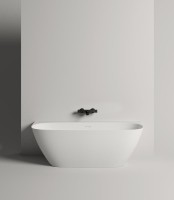 Ванна из искусственного камня Salini Sofia Wall S-Sense 180x85 см, пристенная, белая, со сливом-переливом, с донным клапаном