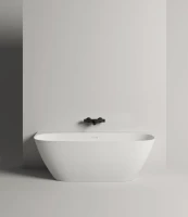Ванна из искусственного камня Salini Sofia Wall S-Sense 180x85 см, пристенная, белая, со сливом-переливом, с донным клапаном