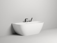 Ванна из искусственного камня Salini Sofia Wall S-Sense 180x85 см, пристенная, белая, со сливом-переливом, с донным клапаном