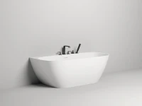 Ванна из искусственного камня Salini Sofia Wall S-Sense 180x85 см, пристенная, белая, со сливом-переливом, с донным клапаном