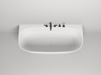 Ванна из искусственного камня Salini Sofia Wall S-Sense 180x85 см, пристенная, белая, со сливом-переливом, с донным клапаном