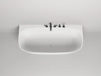 Ванна из искусственного камня Salini Sofia Wall S-Sense 180x85 см, пристенная, белая, со сливом-переливом, с донным клапаном