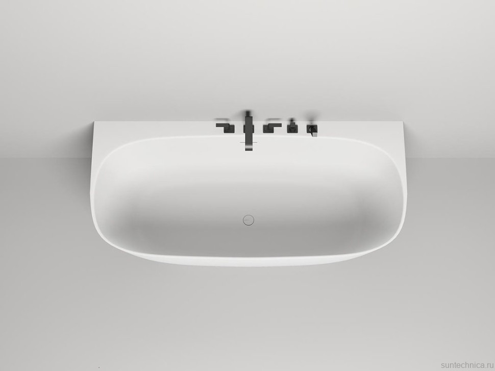 Ванна из искусственного камня Salini Sofia Wall S-Sense 180x85 см, пристенная, белая, со сливом-переливом, с донным клапаном