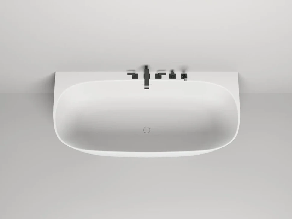 Ванна из искусственного камня Salini Sofia Wall S-Sense 180x85 см, пристенная, белая, со сливом-переливом, с донным клапаном