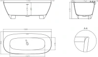 Ванна из искусственного камня Salini Sofia Wall S-Sense 180x85 см, пристенная, белая, со сливом-переливом, с донным клапаном