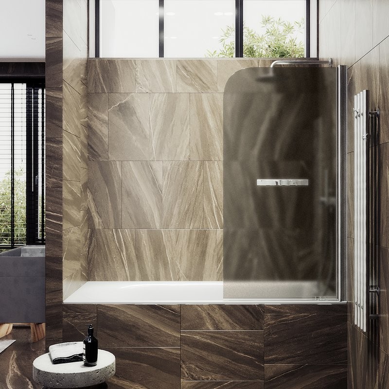 Шторка на ванну Maybahglass MGV-784-5 70x140, профиль матовый хром, стекло матовая бронза