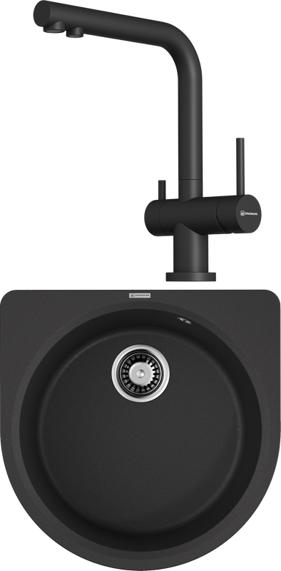 Комплект Мойка Omoikiri Akegata 51 черная + Смеситель Nagano P-BL черный