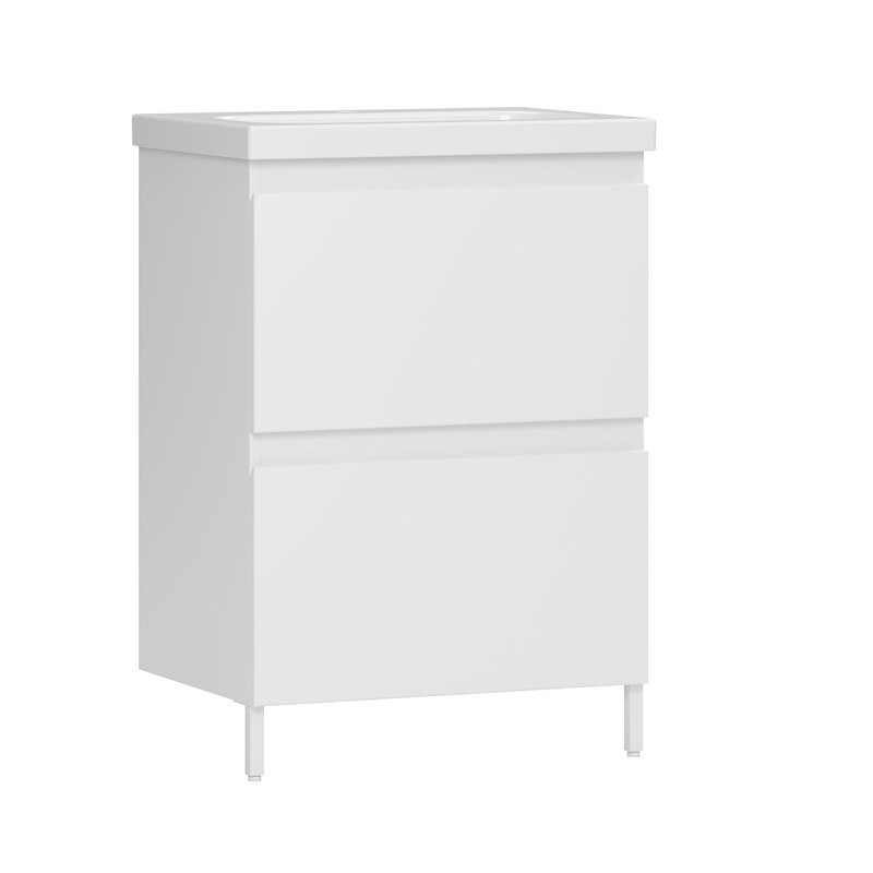 Тумба с раковиной Belux Эридан Н 60-02 напольная, 2 ящика, белая
