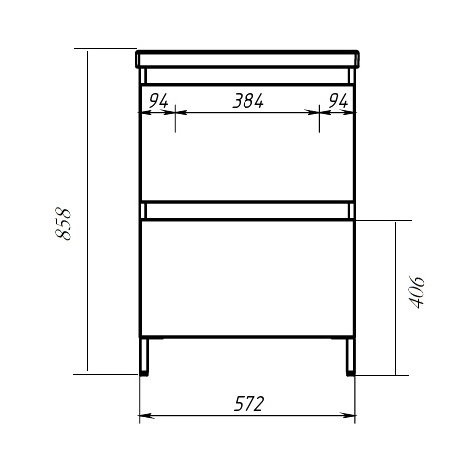 Тумба с раковиной Belux Эридан Н 60-02 напольная, 2 ящика, белая