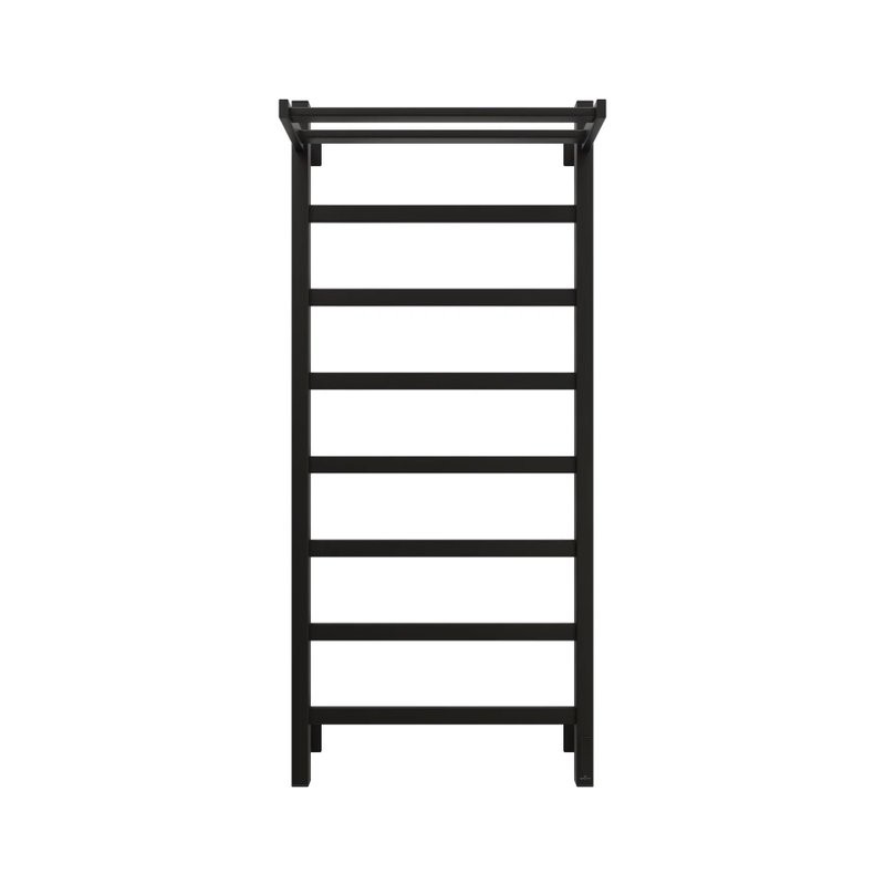 Полотенцесушитель электрический Grota Lore 530х1200 RAL9005 EL 120x55 см, подключение справа, слева, скрытое подключение справа, матовый черный, лесенка, из стали, с полкой