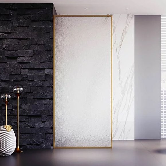 Душевая перегородка Veconi Korato KR81RG-80-06-C4 80 см, профиль брашированное золото, стекло дождь