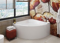 Акриловая ванна Vagnerplast Veronela Corner 140x140 см, угловая, пристенная, белая, четверть круга, с каркасом, с сиденьем