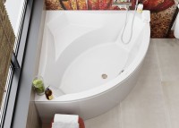 Акриловая ванна Vagnerplast Veronela Corner 140x140 см, угловая, пристенная, белая, четверть круга, с каркасом, с сиденьем