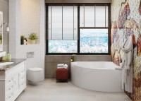 Акриловая ванна Vagnerplast Veronela Corner 140x140 см, угловая, пристенная, белая, четверть круга, с каркасом, с сиденьем