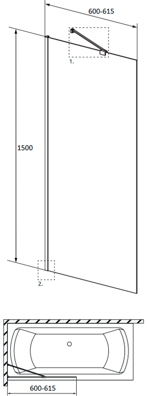 Шторка на ванну Radaway Idea Black PNJ II 60