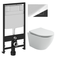 Комплект Унитаз подвесной Ceramicanova Uno Rimless CN11001 белый + Инсталляция EWRIKA ProLT 0026-2020 + Кнопка 0041 хром