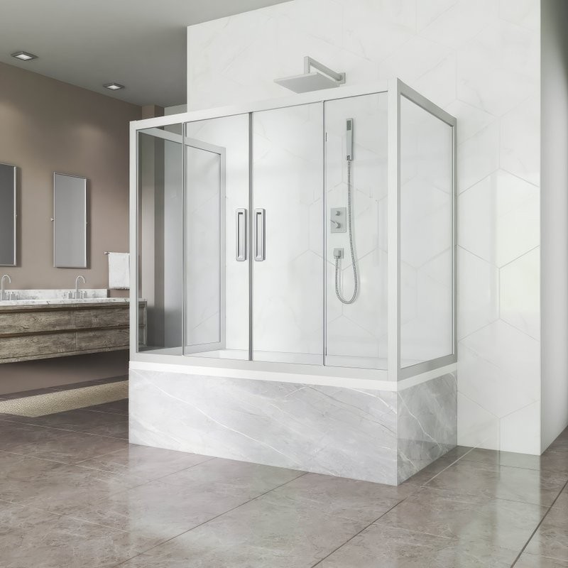 Шторка на ванну Kubele DE019 P4U-CLN-MT, 170х80 см, профиль матовый хром