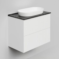 Тумба с раковиной La Fenice Terra Twin 80 подвесная, bianca, столешница черный мрамор, раковина белая матовая