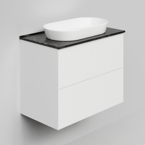 Тумба с раковиной La Fenice Terra Twin 80 подвесная, bianca, столешница черный мрамор, раковина белая матовая