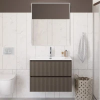 Тумба с раковиной BelBagno Uno-mini 100 подвесная, 2 ящика, матовая бежевая