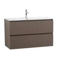 Тумба с раковиной BelBagno Uno-mini 100 подвесная, 2 ящика, матовая бежевая